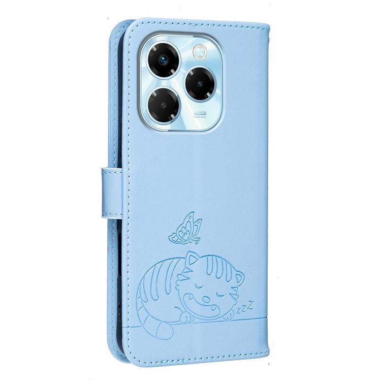 For Infinix Note 40X 5G Cat Butterfly Embossed RFID Vegan Leather Phone Case with Strap