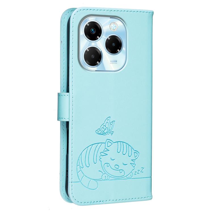 For Infinix Note 40X 5G Cat Butterfly Embossed RFID Vegan Leather Phone Case with Strap