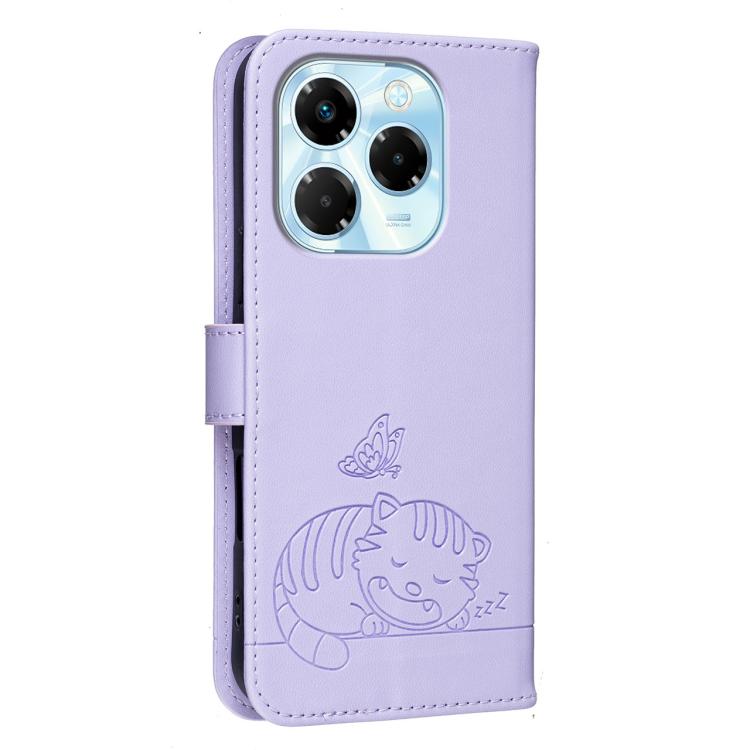 For Infinix Note 40X 5G Cat Butterfly Embossed RFID Vegan Leather Phone Case with Strap