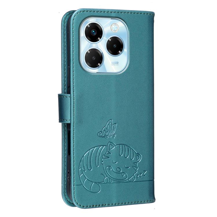 For Infinix Note 40X 5G Cat Butterfly Embossed RFID Vegan Leather Phone Case with Strap