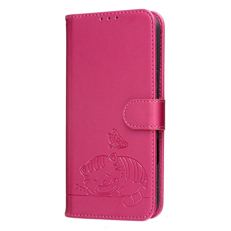 For Infinix Note 50 Pro+ 5G Cat Butterfly Embossed RFID Vegan Leather Phone Case with Strap