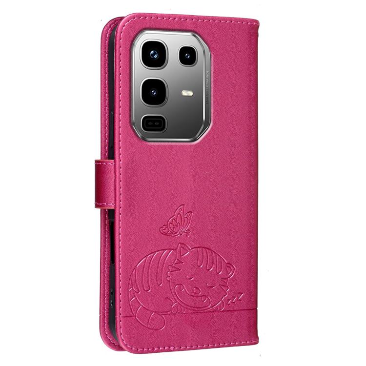 For Infinix Note 50 Pro+ 5G Cat Butterfly Embossed RFID Vegan Leather Phone Case with Strap