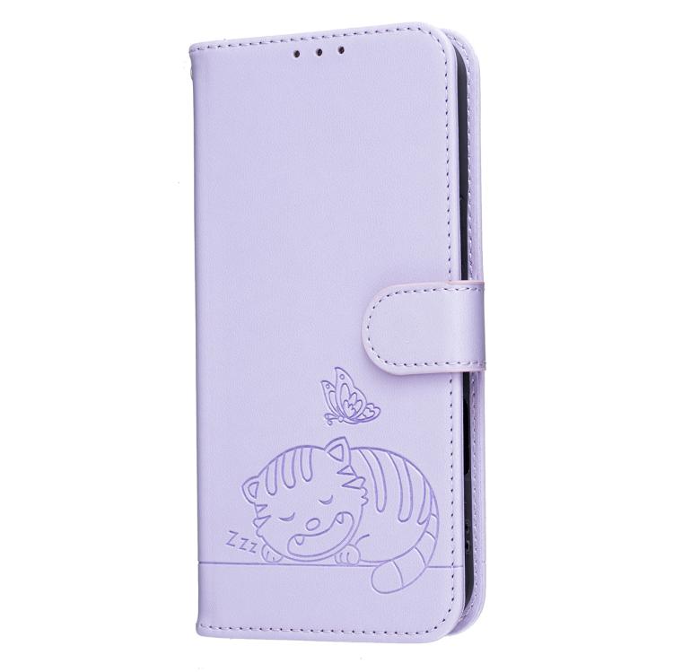 For Infinix Note 50 Pro+ 5G Cat Butterfly Embossed RFID Vegan Leather Phone Case with Strap
