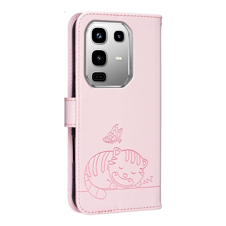 For Infinix Note 50 / 50 Pro 4G Cat Butterfly Embossed RFID Vegan Leather Phone Case with Strap