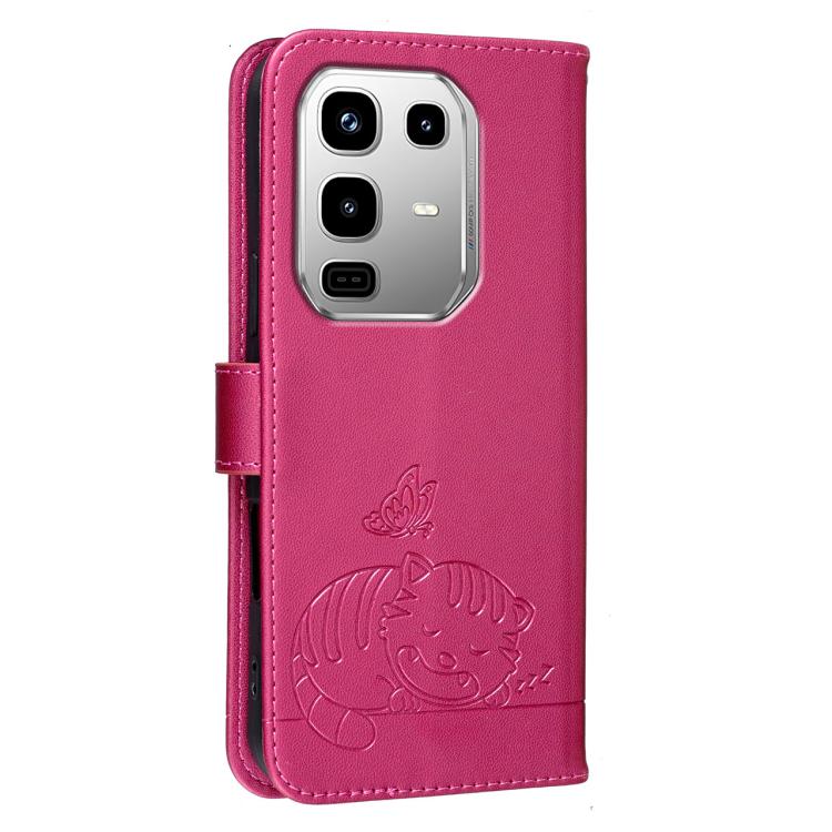 For Infinix Note 50 / 50 Pro 4G Cat Butterfly Embossed RFID Vegan Leather Phone Case with Strap