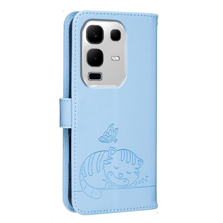 For Infinix Note 50s 5G Cat Butterfly Embossed RFID Vegan Leather Phone Case with Strap