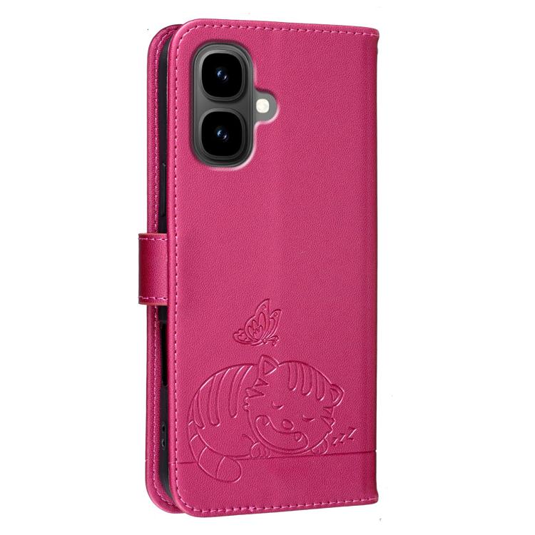 For Infinix Smart 10 / Tecno Pop 10 Cat Butterfly Embossed RFID Vegan Leather Phone Case with Strap