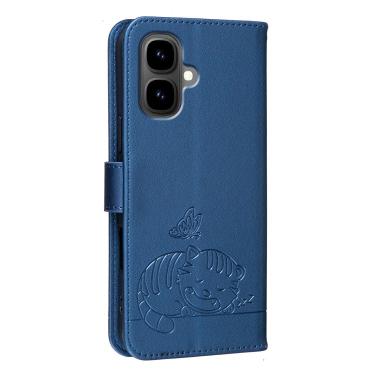 For Infinix Smart 10 / Tecno Pop 10 Cat Butterfly Embossed RFID Vegan Leather Phone Case with Strap