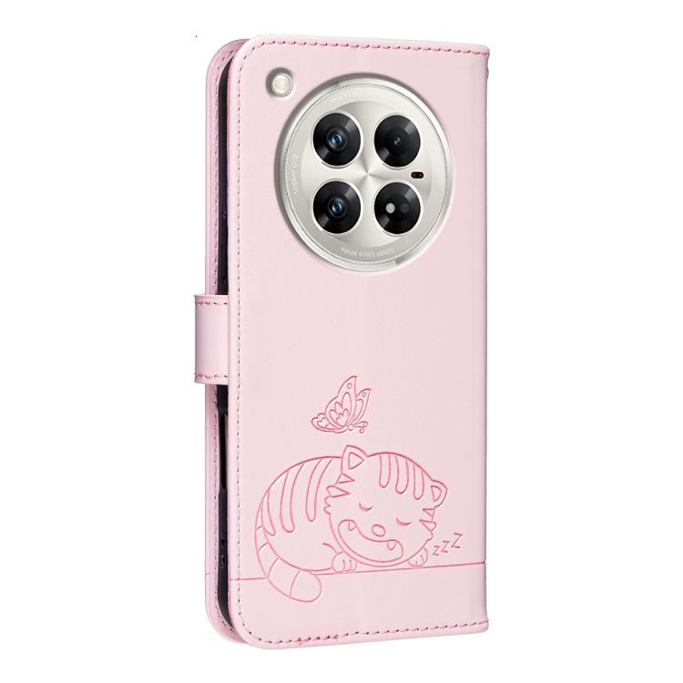 For Infinix Zero 40 4G / 5G Cat Butterfly Embossed RFID Vegan Leather Phone Case with Strap