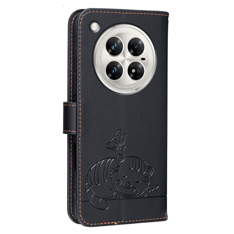 For Infinix Zero 40 4G / 5G Cat Butterfly Embossed RFID Vegan Leather Phone Case with Strap
