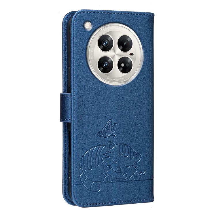 For Infinix Zero 40 4G / 5G Cat Butterfly Embossed RFID Vegan Leather Phone Case with Strap