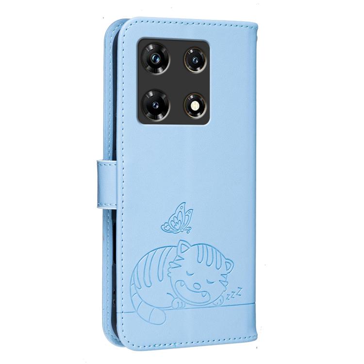 For Infinix Note 30 Pro 4G Cat Butterfly Embossed RFID Vegan Leather Phone Case with Strap