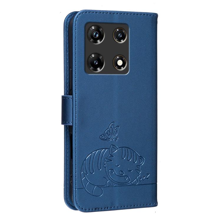 For Infinix Note 30 Pro 4G Cat Butterfly Embossed RFID Vegan Leather Phone Case with Strap