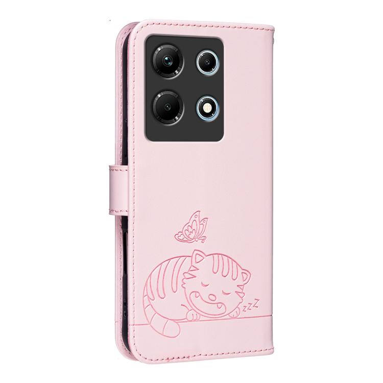 For Infinix Note 30 4G / 5G Cat Butterfly Embossed RFID Vegan Leather Phone Case with Strap