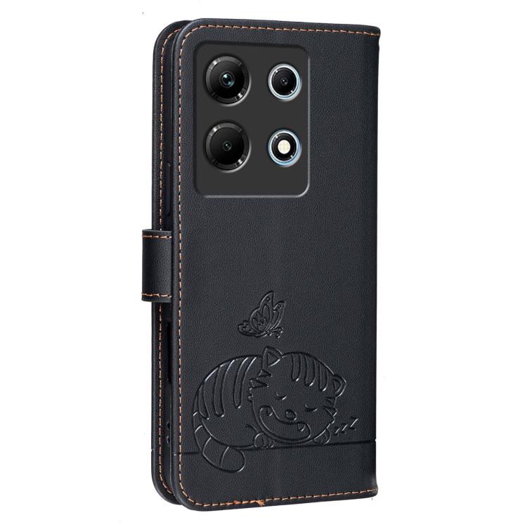 For Infinix Note 30 4G / 5G Cat Butterfly Embossed RFID Vegan Leather Phone Case with Strap