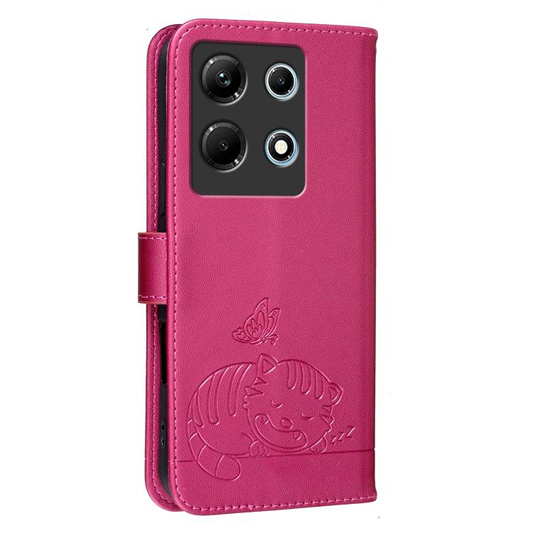 For Infinix Note 30 4G / 5G Cat Butterfly Embossed RFID Vegan Leather Phone Case with Strap