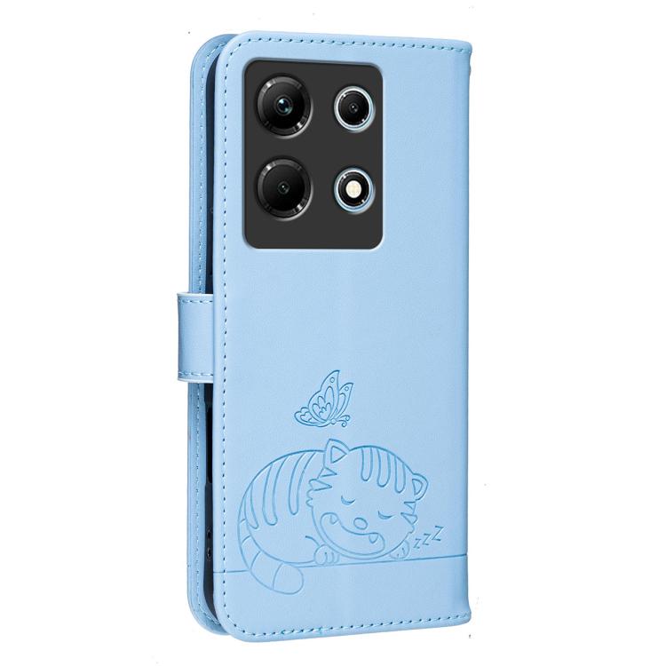 For Infinix Note 30 4G / 5G Cat Butterfly Embossed RFID Vegan Leather Phone Case with Strap