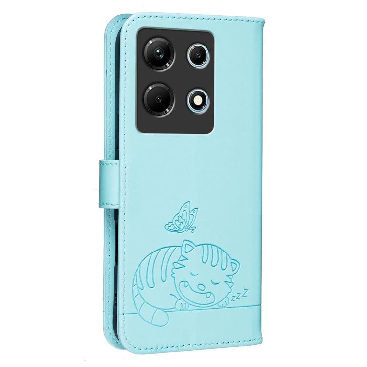 For Infinix Note 30 4G / 5G Cat Butterfly Embossed RFID Vegan Leather Phone Case with Strap