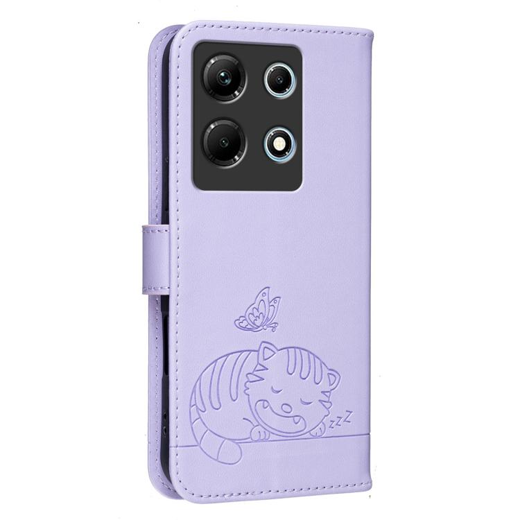 For Infinix Note 30 4G / 5G Cat Butterfly Embossed RFID Vegan Leather Phone Case with Strap