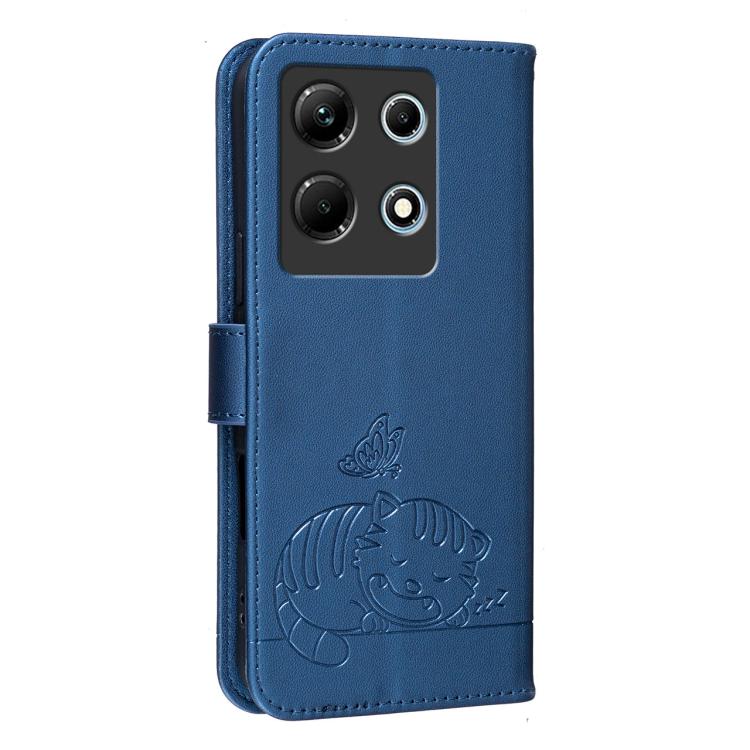 For Infinix Note 30 4G / 5G Cat Butterfly Embossed RFID Vegan Leather Phone Case with Strap