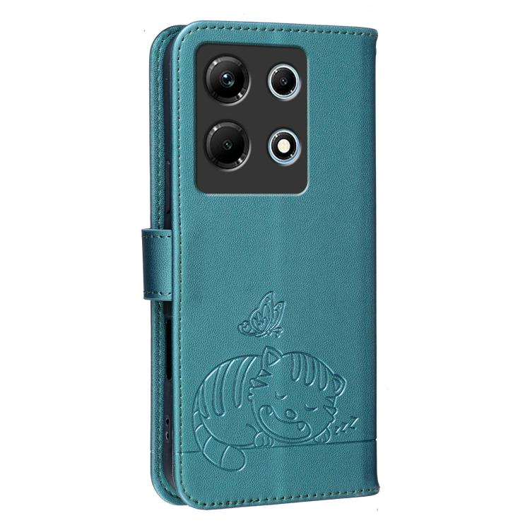 For Infinix Note 30 4G / 5G Cat Butterfly Embossed RFID Vegan Leather Phone Case with Strap