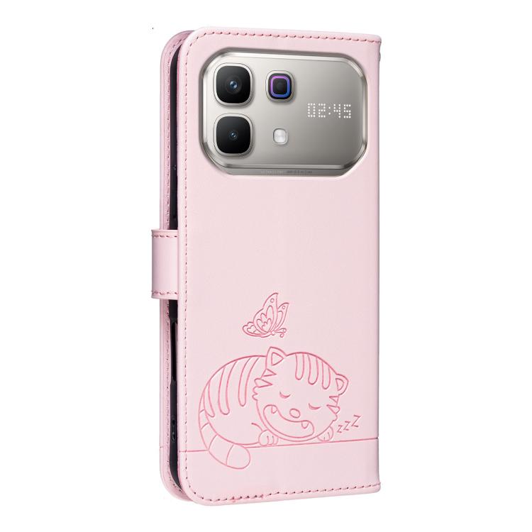 For Infinix Note 60 / 60 Pro 5G Cat Butterfly Embossed RFID Vegan Leather Phone Case with Strap