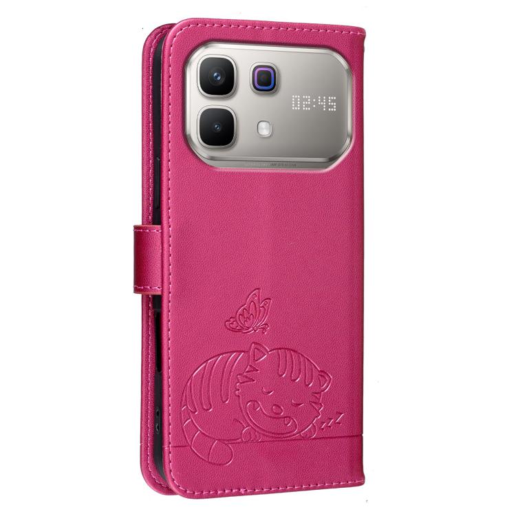 For Infinix Note 60 / 60 Pro 5G Cat Butterfly Embossed RFID Vegan Leather Phone Case with Strap