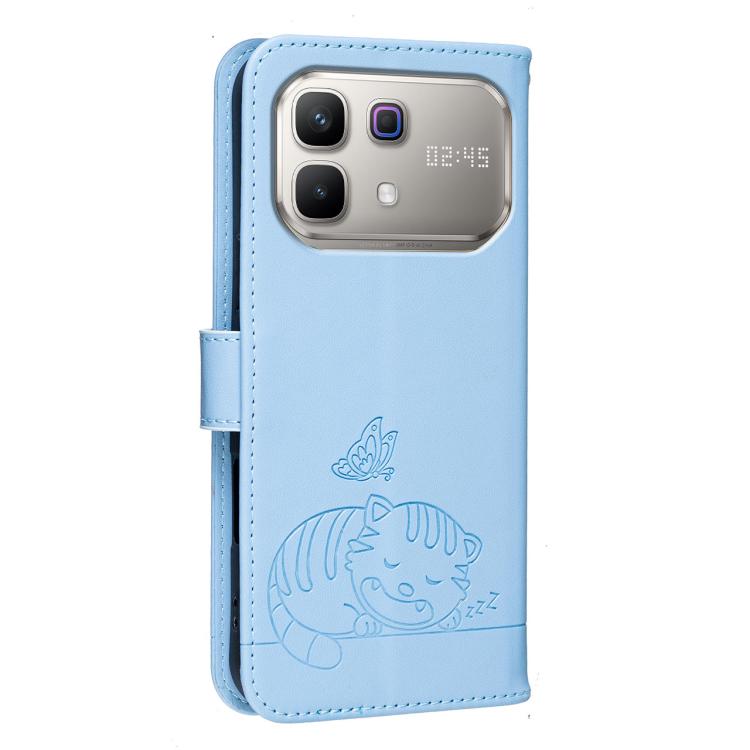 For Infinix Note 60 / 60 Pro 5G Cat Butterfly Embossed RFID Vegan Leather Phone Case with Strap
