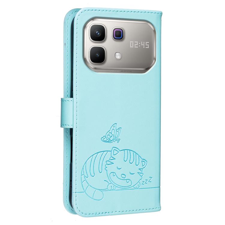 For Infinix Note 60 / 60 Pro 5G Cat Butterfly Embossed RFID Vegan Leather Phone Case with Strap