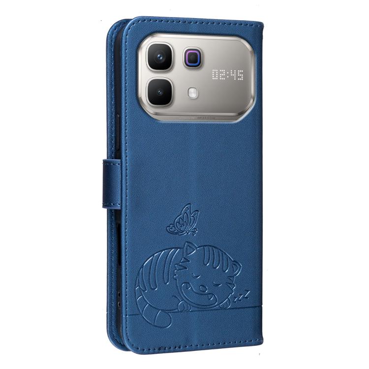 For Infinix Note 60 / 60 Pro 5G Cat Butterfly Embossed RFID Vegan Leather Phone Case with Strap