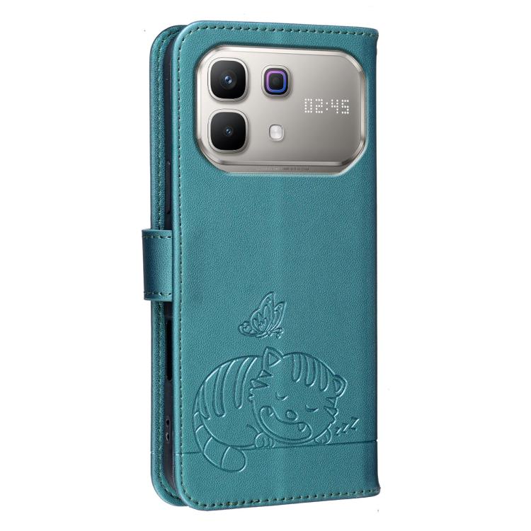 For Infinix Note 60 / 60 Pro 5G Cat Butterfly Embossed RFID Vegan Leather Phone Case with Strap