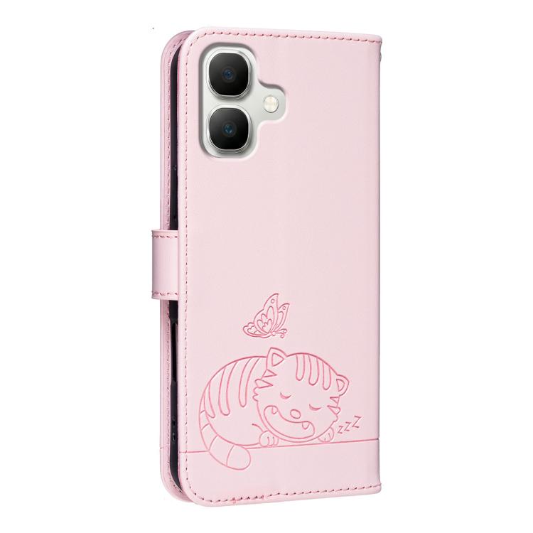 For Infinix Smart 20 4G Cat Butterfly Embossed RFID Vegan Leather Phone Case with Strap