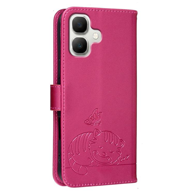 For Infinix Smart 20 4G Cat Butterfly Embossed RFID Vegan Leather Phone Case with Strap