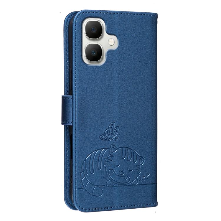 For Infinix Smart 20 4G Cat Butterfly Embossed RFID Vegan Leather Phone Case with Strap