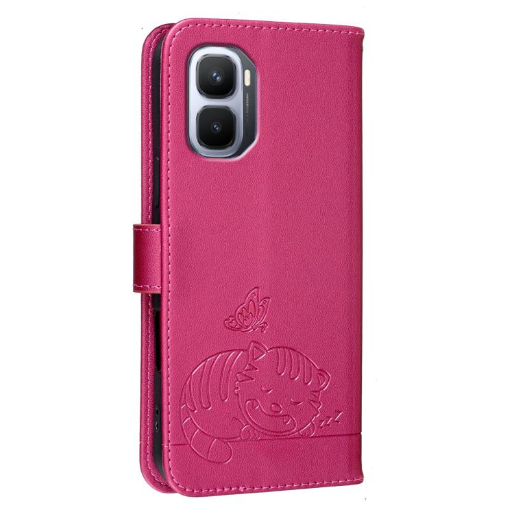For Infinix GT 50 Pro 5G Cat Butterfly Embossed RFID Vegan Leather Phone Case with Strap