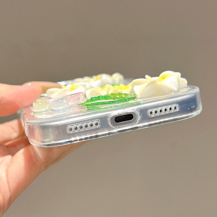 For iPhone 17 Pro Max Epoxy 3D Butterfly Plumeria Acrylic Phone Case - Transparent