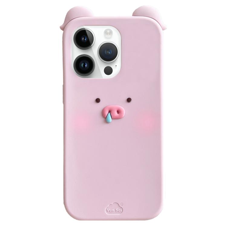 For iPhone 12 Pro Max Blush Snot Pig Design Silicone Phone Case - Pink