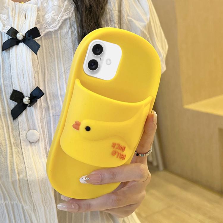 For iPhone 16 Cartoon Slipper Design Silicone Phone Case