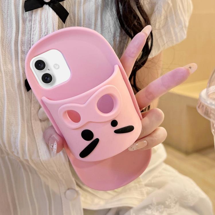For iPhone 16 Cartoon Slipper Design Silicone Phone Case