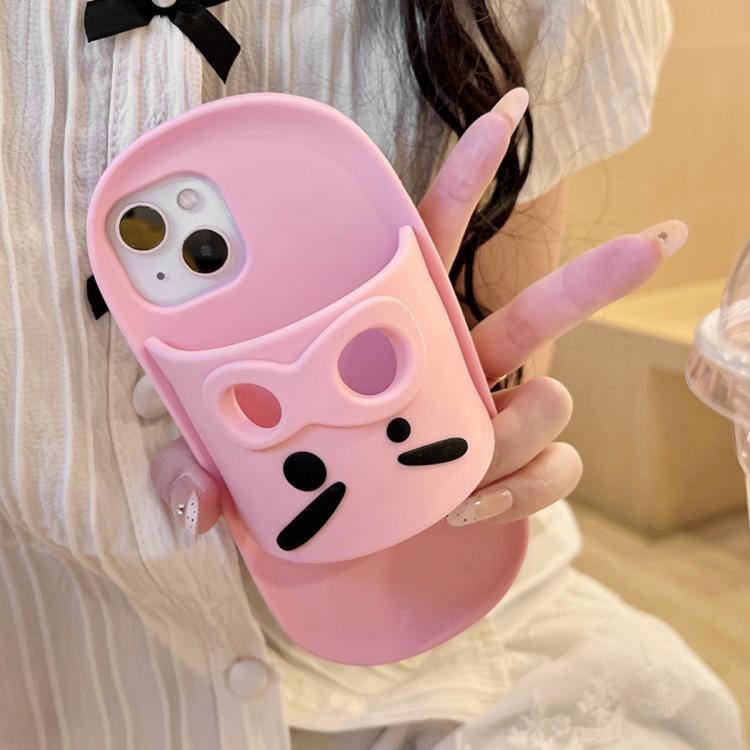 For iPhone 14 Plus Cartoon Slipper Design Silicone Phone Case