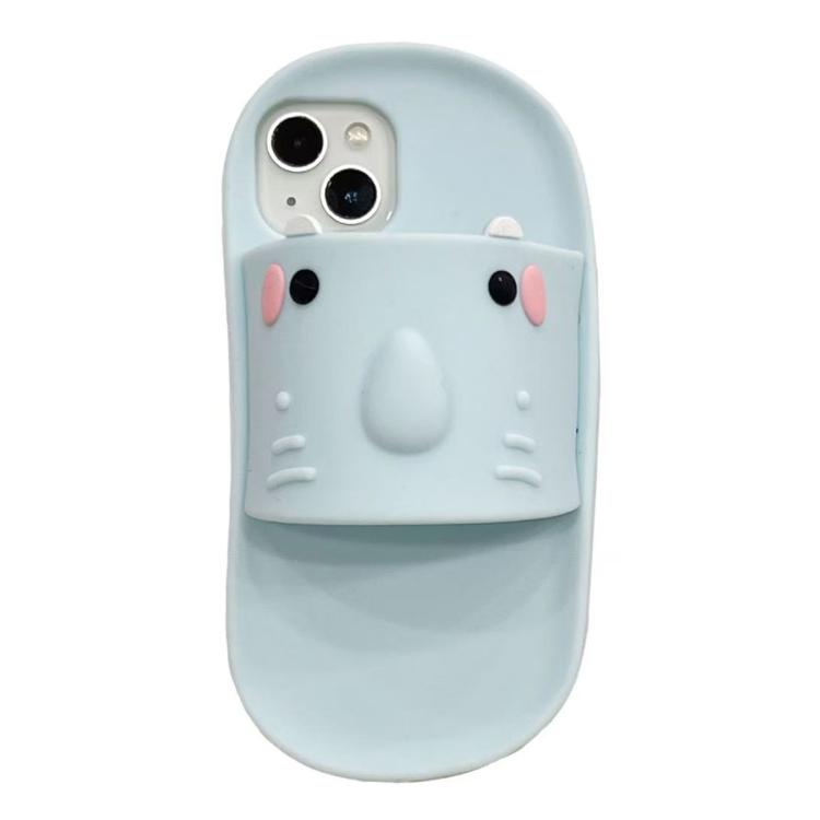 For iPhone 14 Plus Cartoon Slipper Design Silicone Phone Case