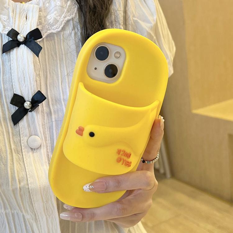 For iPhone 14 Cartoon Slipper Design Silicone Phone Case