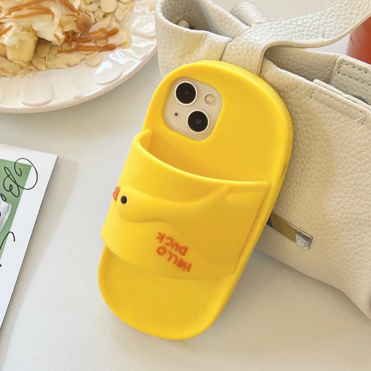 For iPhone 15 Cartoon Slipper Design Silicone Phone Case