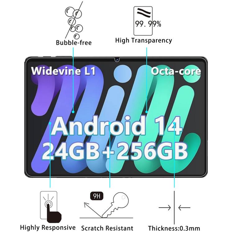 For Dghrti Tab 50 11 inch 2pcs 9H 0.3mm Explosion-proof Tempered Glass Film