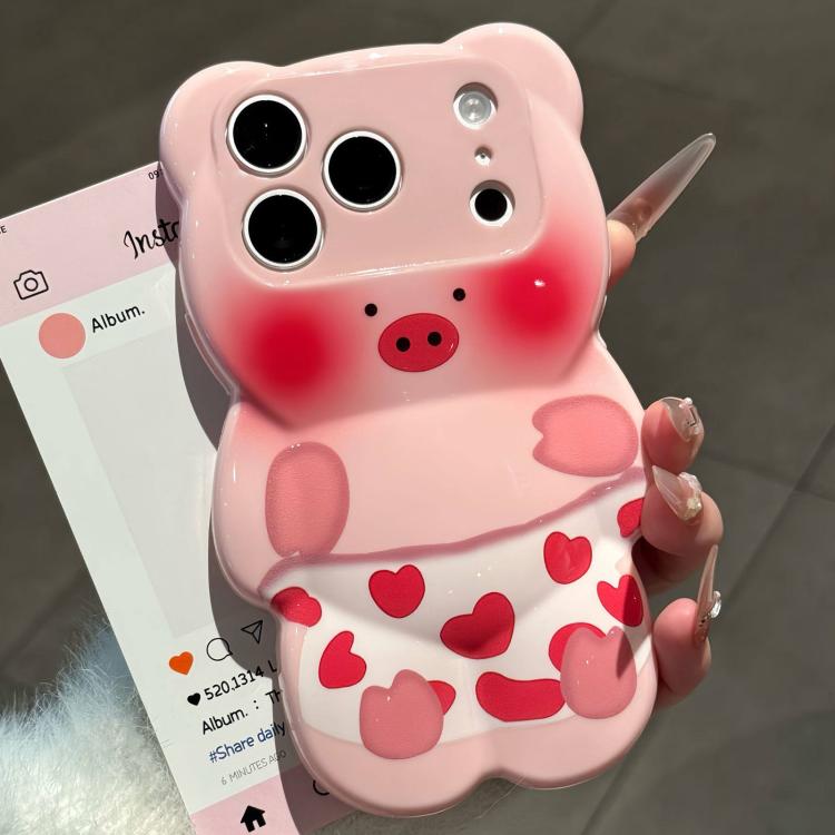 For iPhone 17 Pro Max Cute 3D Pig Shockproof TPU Phone Case