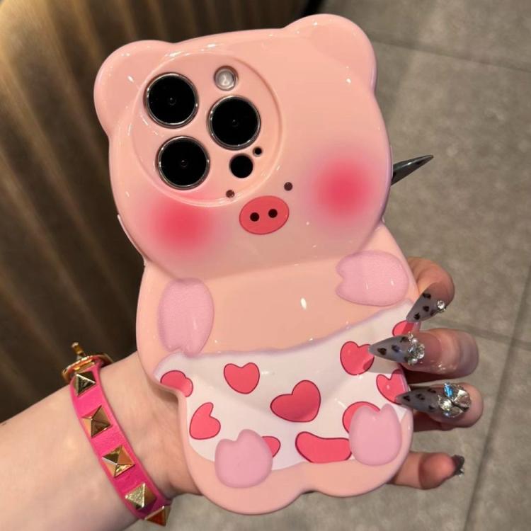 For iPhone 16 Pro Max Cute 3D Pig Shockproof TPU Phone Case