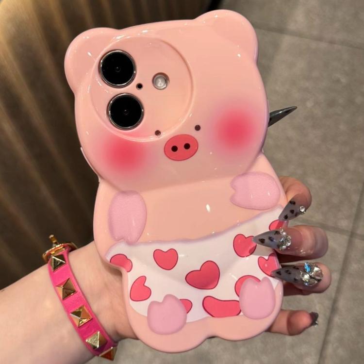 For iPhone 16 Plus Cute 3D Pig Shockproof TPU Phone Case