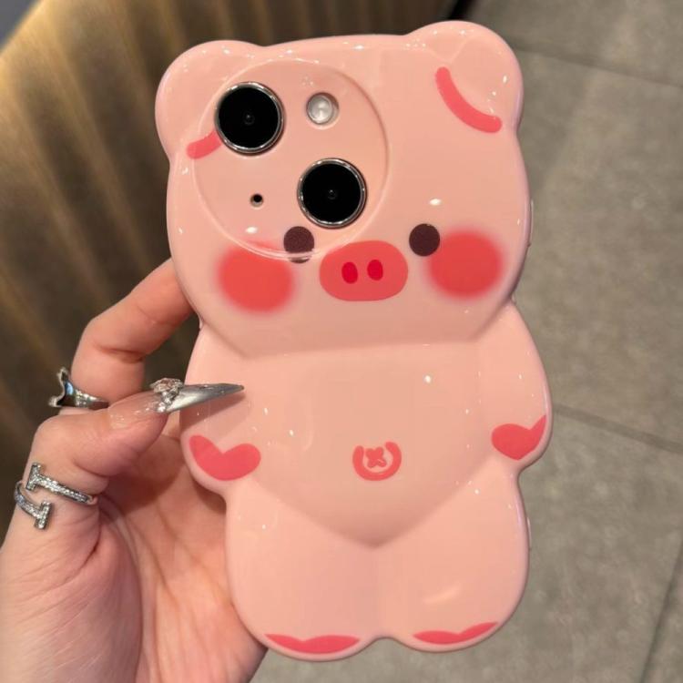 For iPhone 14 Plus Cute 3D Pig Shockproof TPU Phone Case