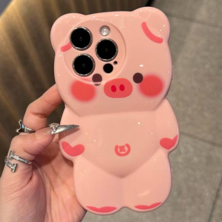 For iPhone 14 Pro Cute 3D Pig Shockproof TPU Phone Case