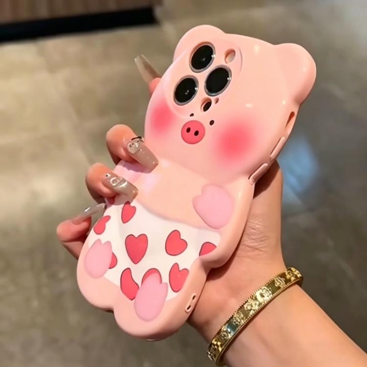 For iPhone 13 Pro Cute 3D Pig Shockproof TPU Phone Case